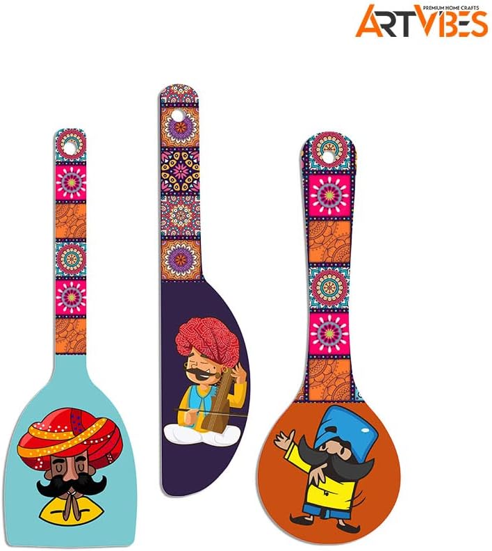 Artvibes Rajasthani Culture Wooden Wall Hanger - Modern Decor for Home & Office - Image 5