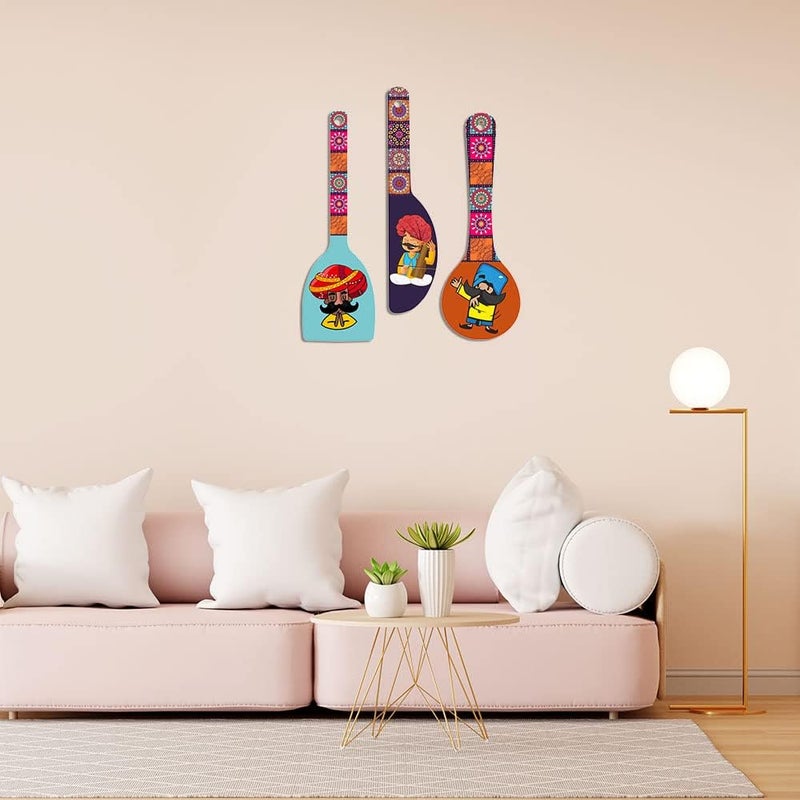 Artvibes Rajasthani Culture Wooden Wall Hanger - Modern Decor for Home & Office - Image 2