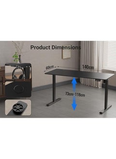 Anovara Anovara Standing Desk Height Adjustable Desk Standing Desk 140 X 60cm Adjustable Office Desk Stand Up Computer Desk (Black, 140cm)  - Image 2