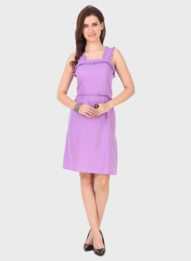 House Of Raeli Purple Sleeveless A-Line Knee-Length Dress