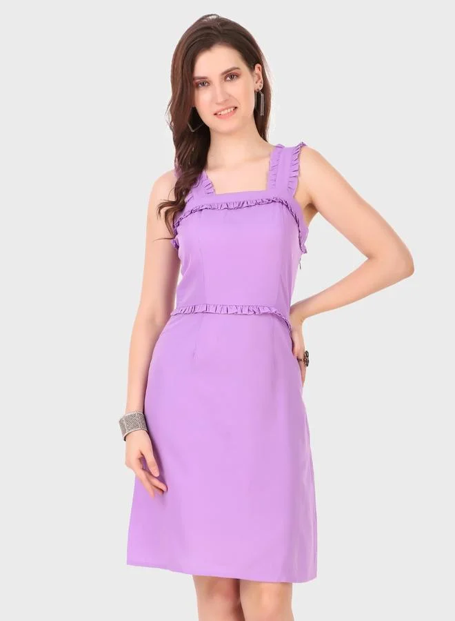 House Of Raeli Purple Sleeveless A-Line Knee-Length Dress