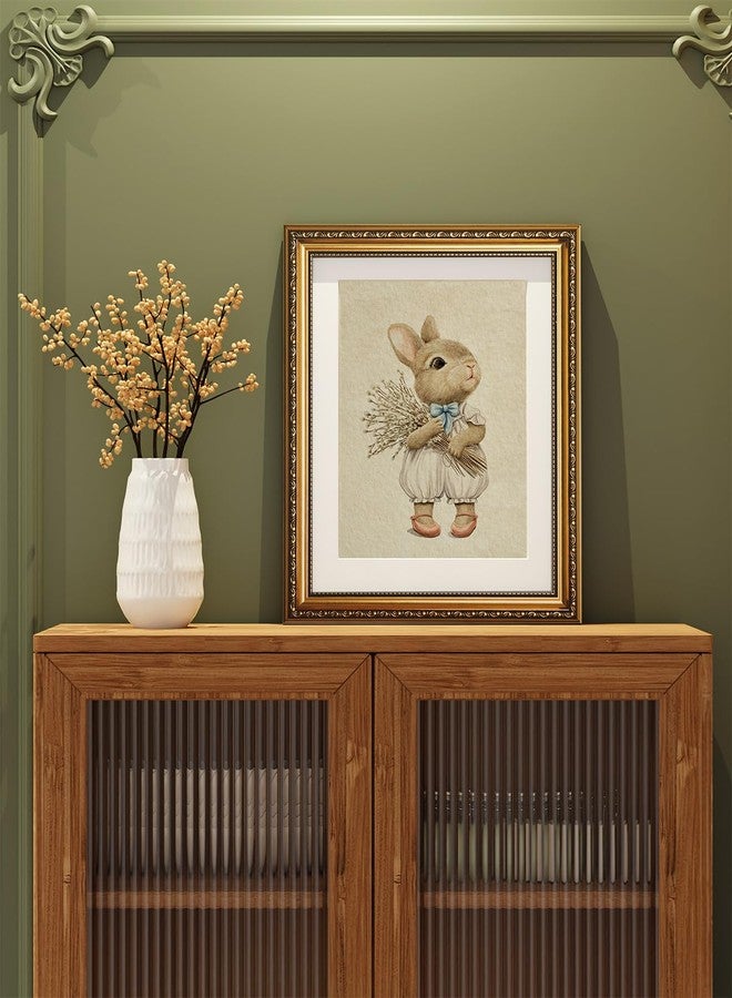 ARPEOTCY Gold Framed Canvas Wall Art, Baby Rabbit Animal Art Prints, Cute Bunny Decor for Kids Girls Room Nursery Playroom, Easter Gift for New Mom, 13x16 Inch - Image 3