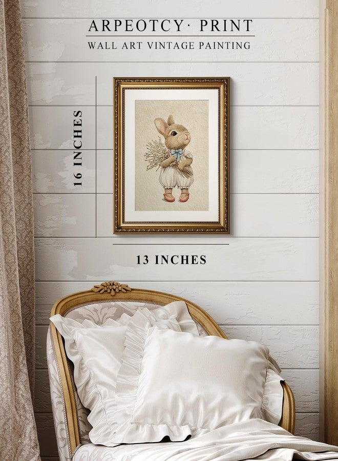 ARPEOTCY Gold Framed Canvas Wall Art, Baby Rabbit Animal Art Prints, Cute Bunny Decor for Kids Girls Room Nursery Playroom, Easter Gift for New Mom, 13x16 Inch - Image 4