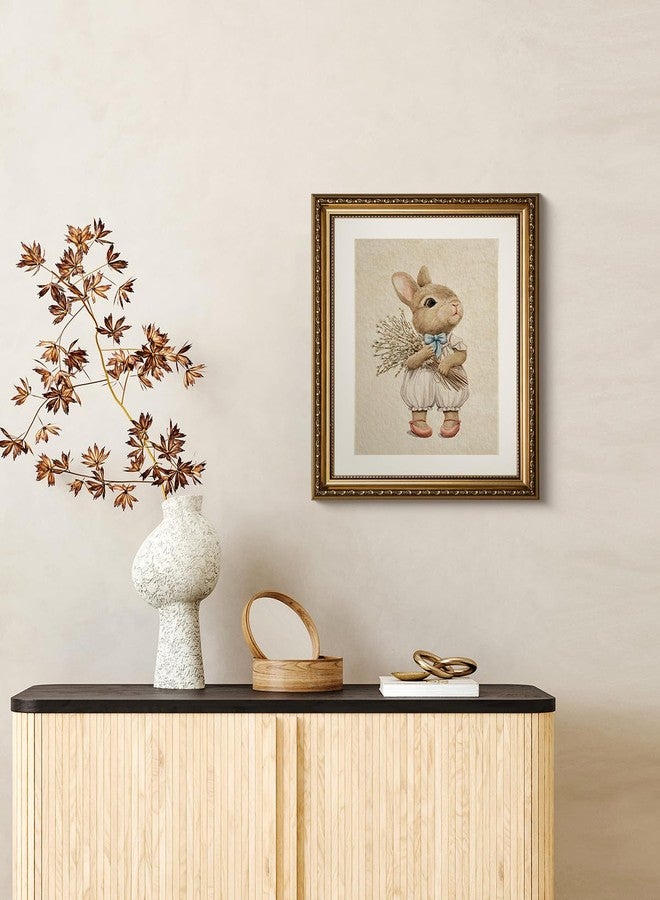 ARPEOTCY Gold Framed Canvas Wall Art, Baby Rabbit Animal Art Prints, Cute Bunny Decor for Kids Girls Room Nursery Playroom, Easter Gift for New Mom, 13x16 Inch - Image 2
