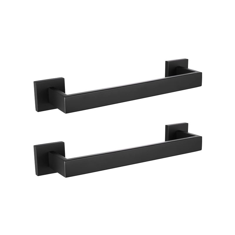 LANC 12Inche Bathroom Towel Bars Matte Black Square Bathroom Towel Racks Hand Towel Holders Total14 Stainless Steel Wall Mount Shower Towel Rail Towel Hanger Towel Rail 2 PackA88043MB