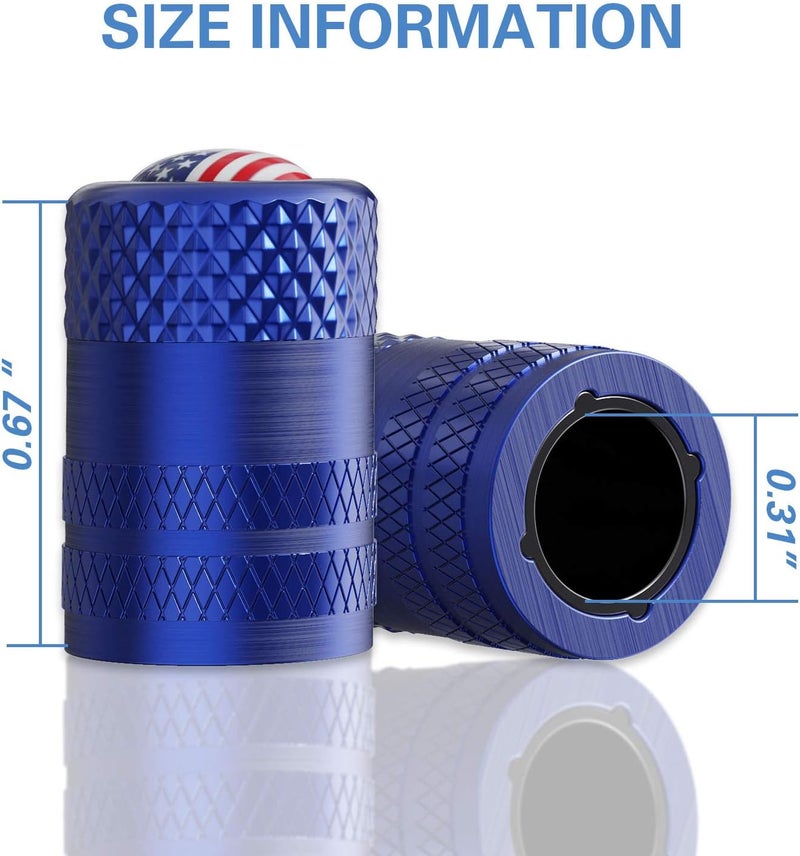 CKAuto American Flag Valve Stem Caps, Aluminum USA Tire Valve Caps, Universal Dust Proof Stem Covers for Cars, Trucks, Bikes, Motorcycles, Bicycles, Corrosion Resistant, 4 Pack(Blue) - Image 4