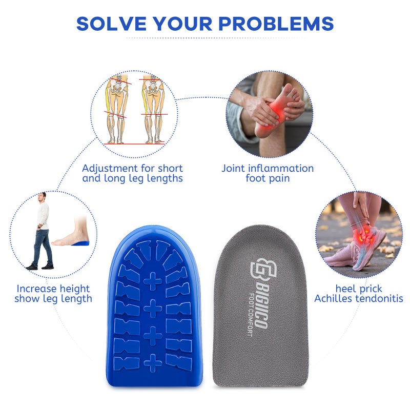 BIGIICO 1/2 Inch Heel Lifts Inserts Cushioned Arch Support Insoles With Hidden Lift Technology  Plantar Fasciitis Relief Inserts  Anti-Slip Heel Pads For All Day Standing Support (1 Pair) (Large) - Image 5