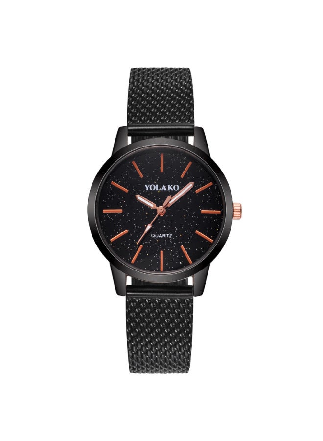 Black Nordic Simple Women's Watch Plastic Band Quartz Watch