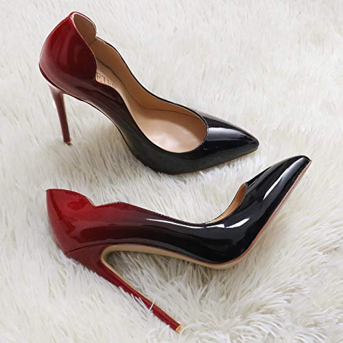 COLETER High Heels for Women, 4.72 inch/12cm Pointed Toe Dress Shoes Stiletto Heels Evening Party Pumps Red Black 8 US - Image 4