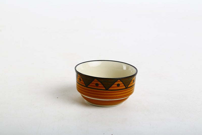 Caffeine Ceramic Handmade Brown & Mustard Dining Bowl (Set of 6) - Image 5