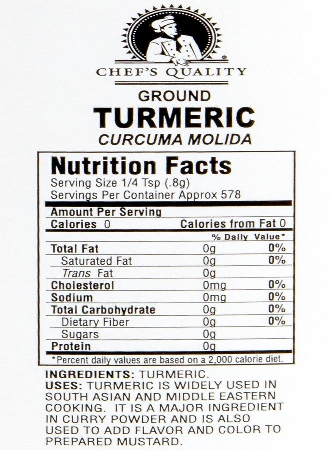 Chef's Quality Ground Turmeric Root Powder - 1 Pound (16 OZ) Organic Cooking Spices & Herbs | Smoothies Add Food Color & Flavor Daily Meals | Chef Quality (Turmeric) - Image 2