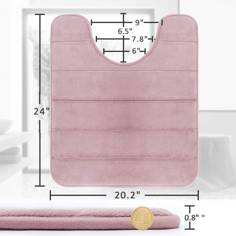 Yimobra Memory Foam Toilet Bath Mat U-Shaped  24 X 20 Inches Soft and Comfortable  Super Water Absorption  Non-Slip  Machine Wash and Easier to Dry for Bathroom Commode Contour Rug  Soft Pink - Image 4