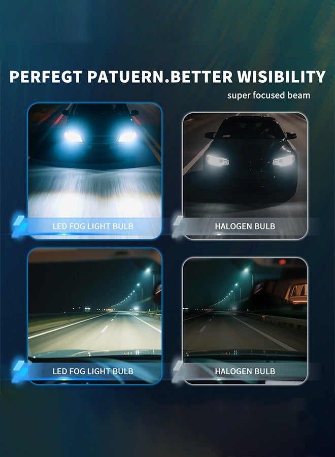 H11 ضوء الضباب مصابيح الضوء الضوء العالمي Fit ومصابيح الجبهة العمل 110W و 2000LM و 6000K بارد الأبيض و IP67 واقي من الماء حزمة من 2. - Image 5
