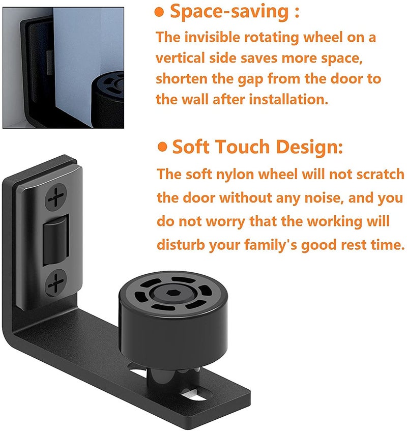 CCJH Sliding Barn Door Floor Guide Adjustable Wall Mount Flush Bottom Door Guides 1Pack Black - Image 5