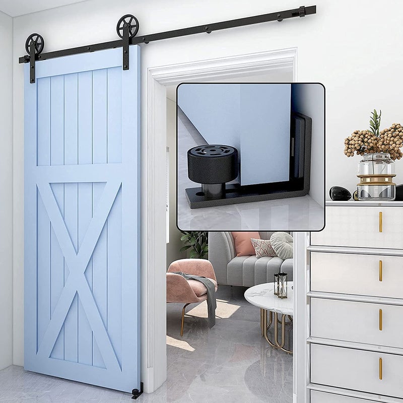 CCJH Sliding Barn Door Floor Guide Adjustable Wall Mount Flush Bottom Door Guides 1Pack Black - Image 3