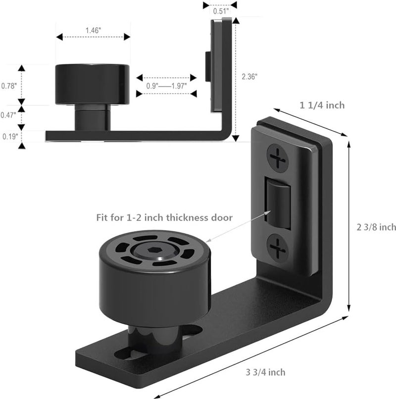 CCJH Sliding Barn Door Floor Guide Adjustable Wall Mount Flush Bottom Door Guides 1Pack Black - Image 4