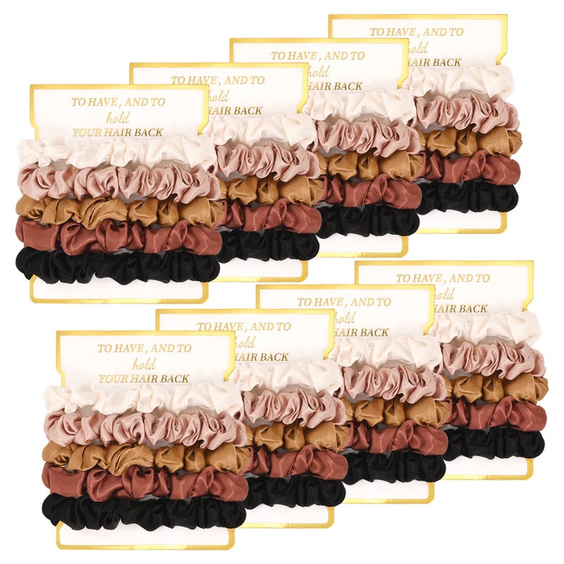 CEELGON 8 Pack Satin Scrunchies - Soft Hair Ties for Bachelorette Party Favors and Bridesmaid Proposal Gifts (Ivory, Rose Gold, Gold, Wine, Black) - Image 1