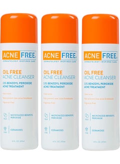 AcneFree AcneFree OilFree Acne Cleanser for Oily Skin and Acne Prone Skin Formulated with Benzoyl Peroxide 25 helps Clear Blemishes and Nourish Skin 8 Fl Oz Pack of 3 