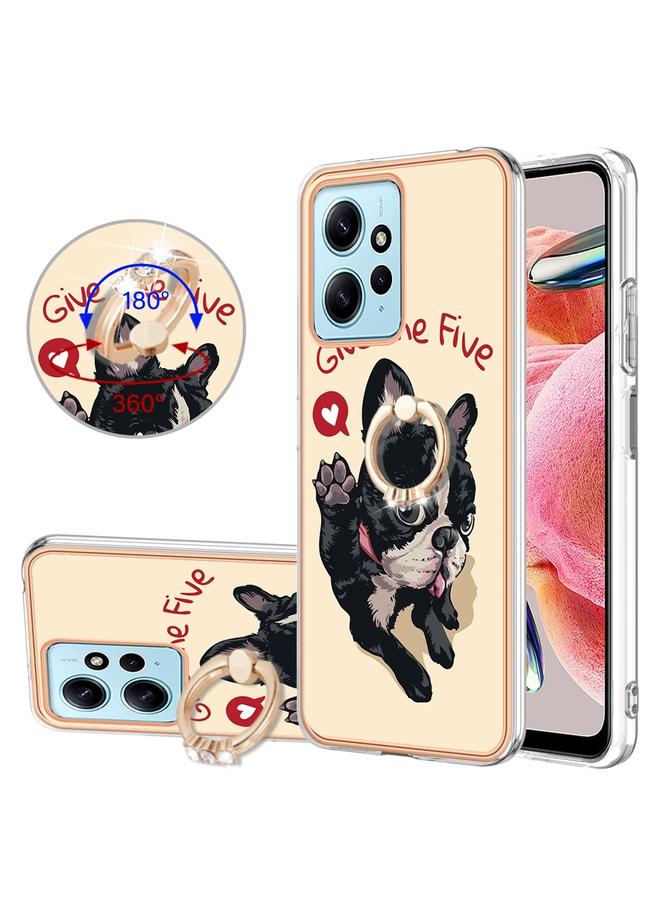 إيروريكس جراب لهاتف Xiaomi Redmi Note 12 4G مطلي بالكهرباء من الجانبين مع حامل حلقي - Image 1