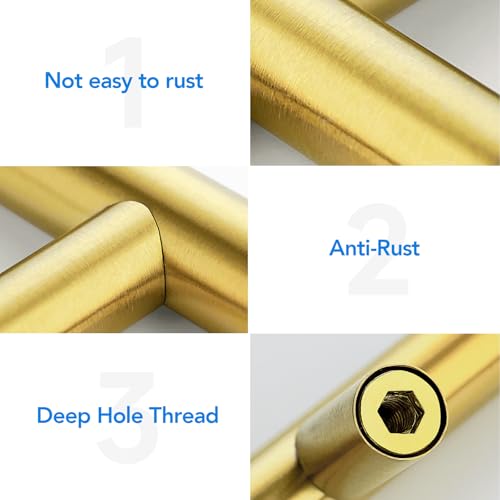HOME EDIT Brushed Brass Cabinet Handles 3 Inch Hole Spacing, Stainless Steel Drawer Pulls for Cabinets, Kitchen, Bathroom, Dresser 10 Pack - Image 4