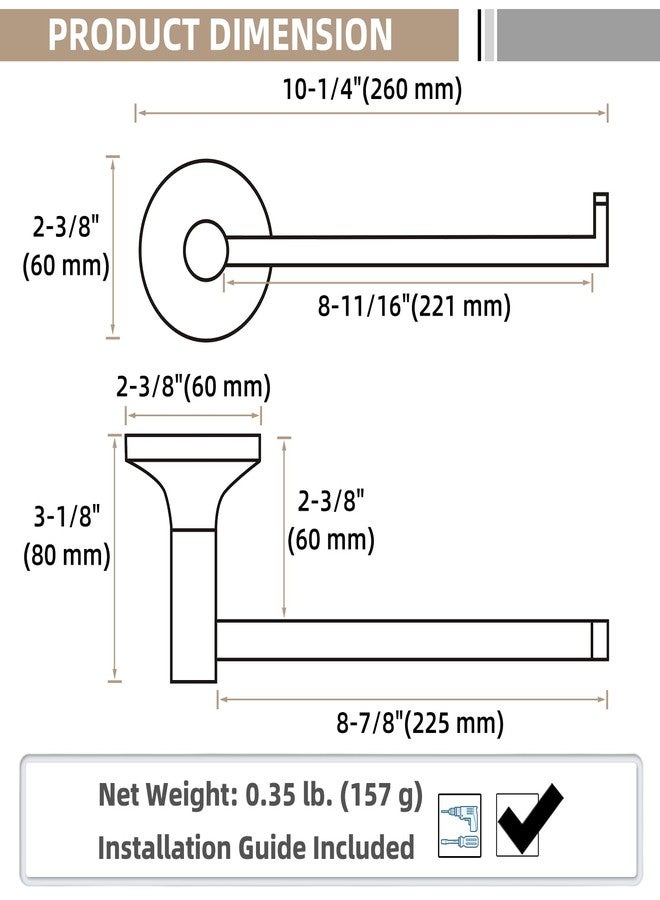 APLusee Matte Black Hand Towel Holder, SUS304 Stainless Steel Towel Holder for Bathroom, Heavy Duty Washcloth Hanger Wall Mounted - Image 2