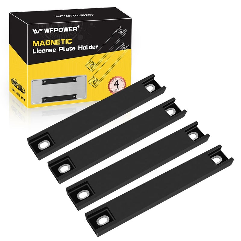 4 Pack License Plate Magnet Premium Rubber Coated Magnetic License Plate Holder Black Dealership Demo Tag Test Drives Temp Holder for Car Dealer Magnet License Plate No Scratch for Car