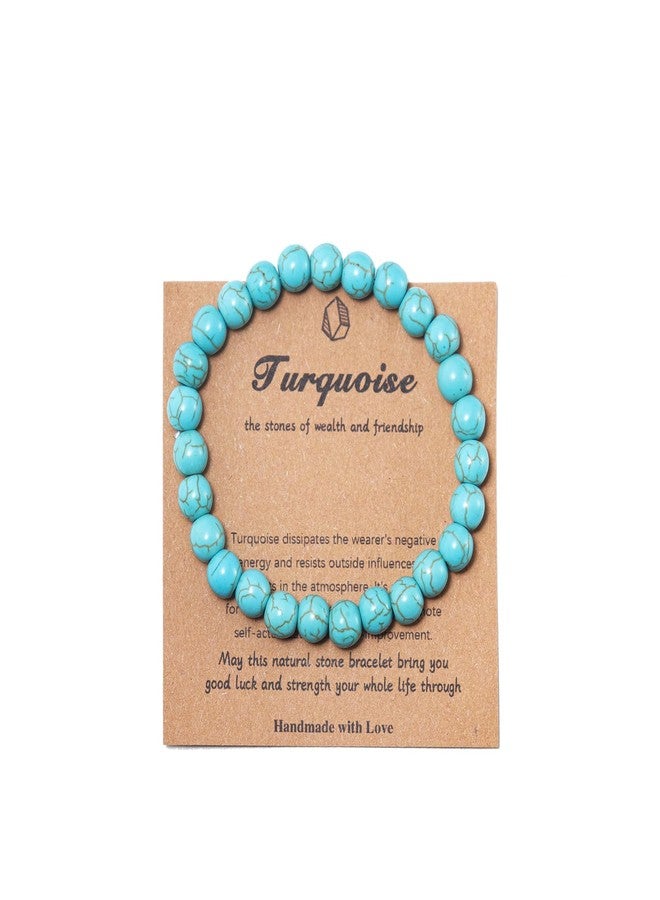 Pingyongchang Stress Anxiety Relief Yoga Bracelet,Mantra Bracelets for Women Natural Turquoise Jewelry for Women Healing Gifts Birthday Gifts for Thin Blue Line Bracelet for Men-Turquoise