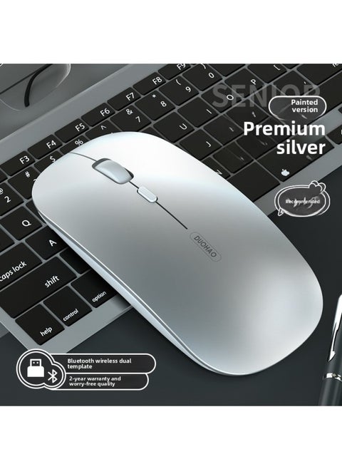 Bluetooth Wireless Mouse Rechargeable Mute Silent Notebook Desktop Home Office Game Unlimited 2.4g Mouse-Specifications:[Bluetooth Dual Template/2.4g + Bluetooth] Advanced Silver-Mute Button-DPI Adjustment-Intelligent Sleep