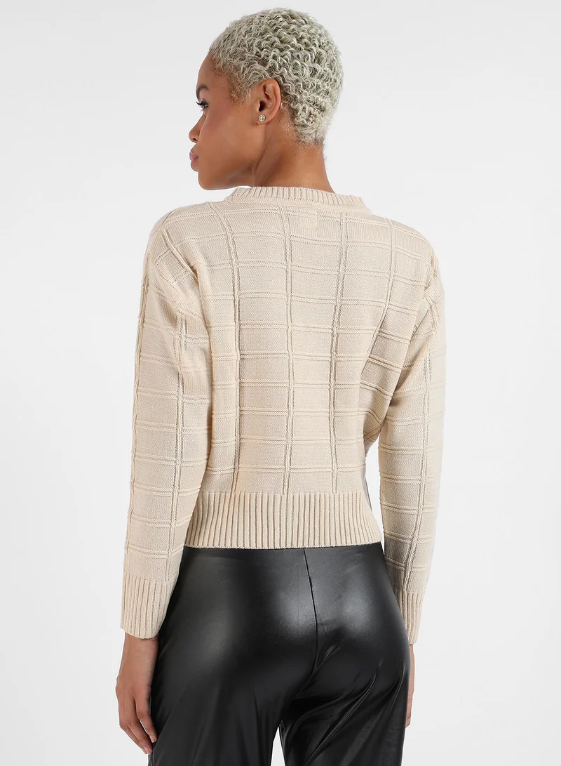 Campus Sutra Campus Sutra Women's Geometric Knit Sweater