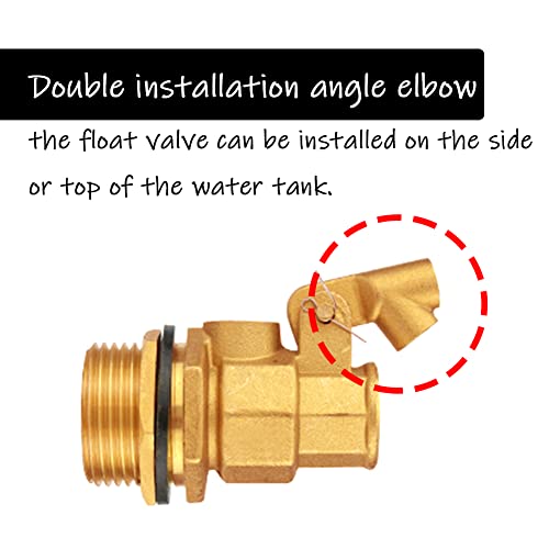 Uenede Float Ball Valve DN15 1/2" Male Thread Stainless Steel Floating Ball Brass Valve Automatic Switch for Stock Tank Pool Water Level Control - Image 3