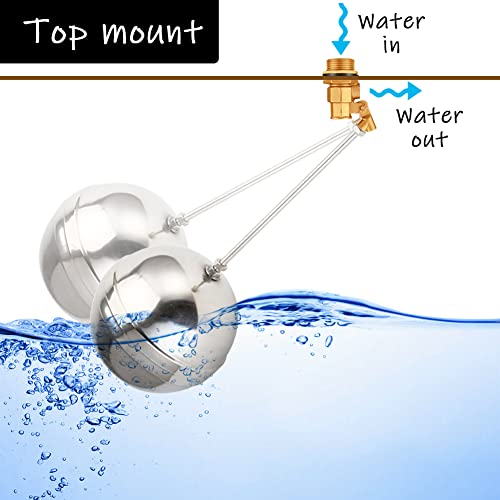 Uenede Float Ball Valve DN15 1/2" Male Thread Stainless Steel Floating Ball Brass Valve Automatic Switch for Stock Tank Pool Water Level Control - Image 5