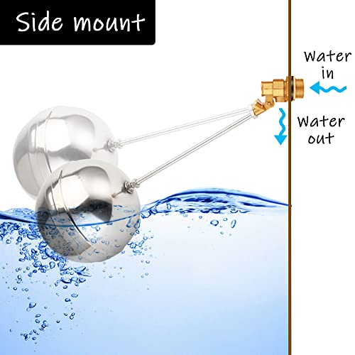 Uenede Float Ball Valve DN15 1/2" Male Thread Stainless Steel Floating Ball Brass Valve Automatic Switch for Stock Tank Pool Water Level Control - Image 4
