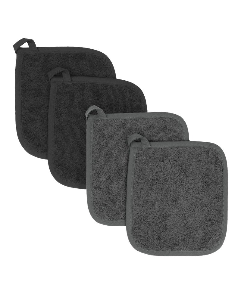 RITZ Terry Potholder & Hot Pad: Unparalleled Heat Resistant, Durable 100% Cotton â€“ Ergonomically Designed for Optimal Grip â€“ Easy-Care Machine Washable â€“ 4-Pack, Black/Graphite - Image 1