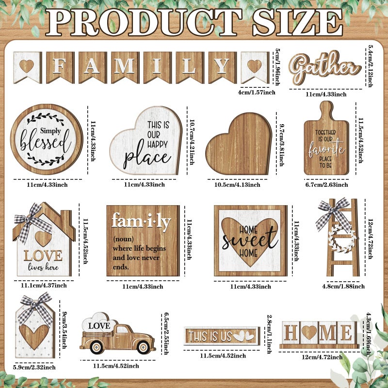 Yaomiao 21 Pcs Farmhouse Tiered Tray Decor Set Rustic Farmhouse Wood Decor Sign Vintage Rustic Family Gather Blessed Tiered Tray This is Our Happy Place Tabletop Sign for Home Kitchen Table Shelf - Image 4