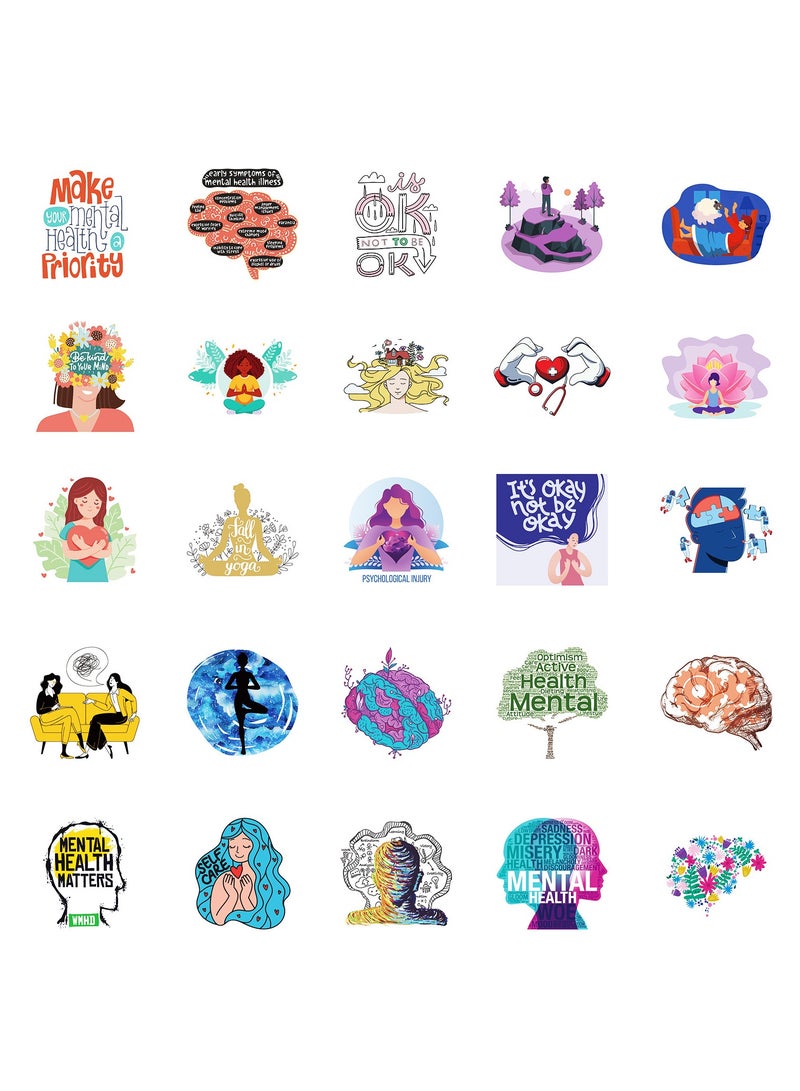 50PCS Mental Health Sticker Therapist Gifts Mental Health Awareness Stickers for Water Bottle Vinyl Health Gifts Decal Psychology Stickers Feelings Stickers - Image 4