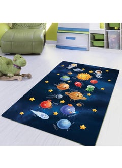 Vagonik Wagonik Space and Planet Patterned Digital Printed Carpet Non-Slip Based Washable Children's Room Carpet  - Image 5