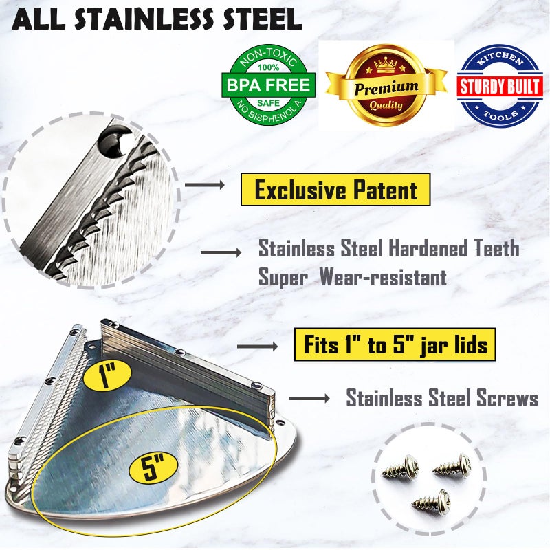 Moeuonb Upgraded Stainless Steel Jar Opener for Seniors, Under Cabinet Jar Openers for Weak Hands, Jar Lid & Bottle Cap Opener Tool, Under Counter Can Opener, One Handed Jar opener - Image 3
