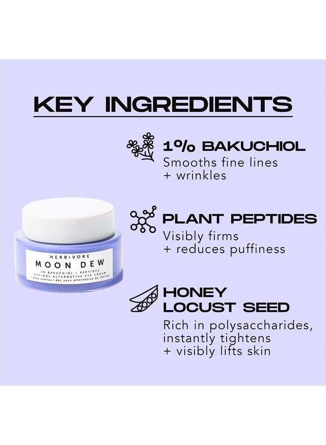 HERBIVORE Moon Dew 1% Bakuchiol + Peptides Retinol Alternative Eye Cream - Anti Aging Eye Cream Reduces Fine Lines, Wrinkles & Puffiness, Plant-based, Vegan, Cruelty-free, 15mL / 0.5 oz - Image 3