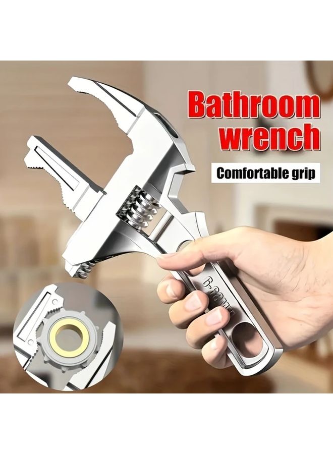 Silvery Alloy Adjustable Wrench 6 68mm Large Opening Pipe Spanner Removable Head Nut Key - Image 3