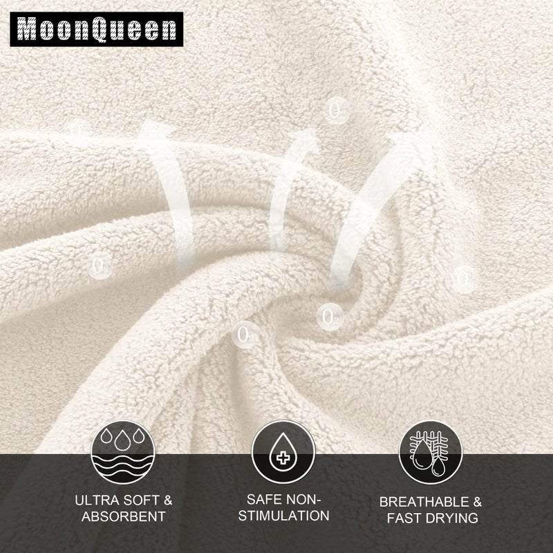 MOONQUEEN Ultra Soft Premium Washcloths Set - 12 x 12 inches - 24 Pack - Quick Drying - Highly Absorbent Coral Velvet Bathroom Wash Clothes - Use as Bath, Spa, Facial, Fingertip Towel (Cream) - Image 2