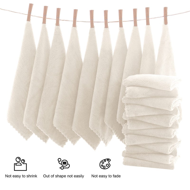 MOONQUEEN Ultra Soft Premium Washcloths Set - 12 x 12 inches - 24 Pack - Quick Drying - Highly Absorbent Coral Velvet Bathroom Wash Clothes - Use as Bath, Spa, Facial, Fingertip Towel (Cream) - Image 3