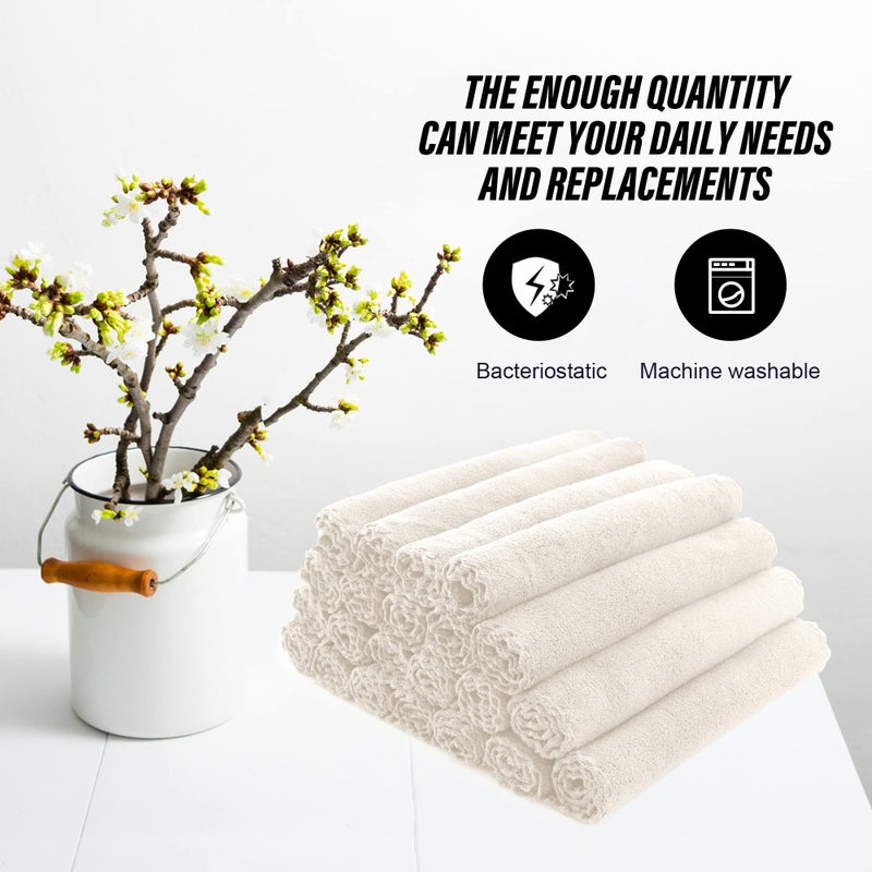 MOONQUEEN Ultra Soft Premium Washcloths Set - 12 x 12 inches - 24 Pack - Quick Drying - Highly Absorbent Coral Velvet Bathroom Wash Clothes - Use as Bath, Spa, Facial, Fingertip Towel (Cream) - Image 5