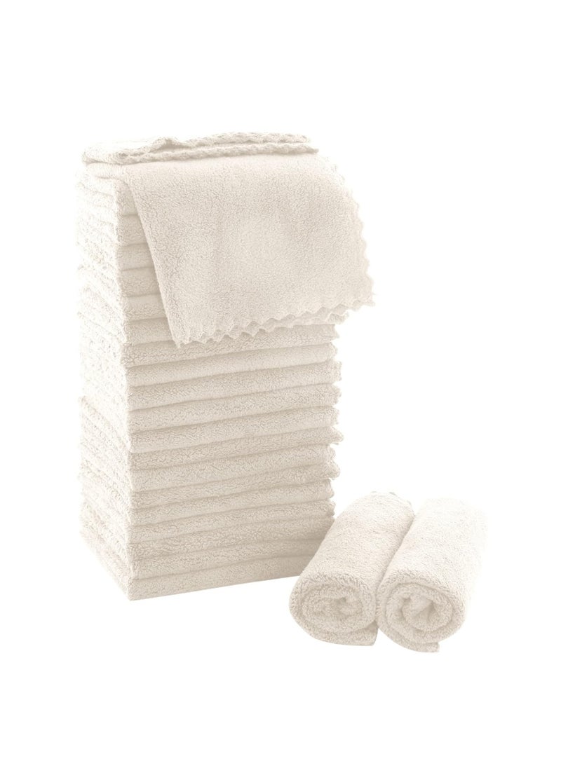 MOONQUEEN MOONQUEEN Ultra Soft Premium Washcloths Set - 12 x 12 inches - 24 Pack - Quick Drying - Highly Absorbent Coral Velvet Bathroom Wash Clothes - Use as Bath, Spa, Facial, Fingertip Towel (Cream)  - Image 1