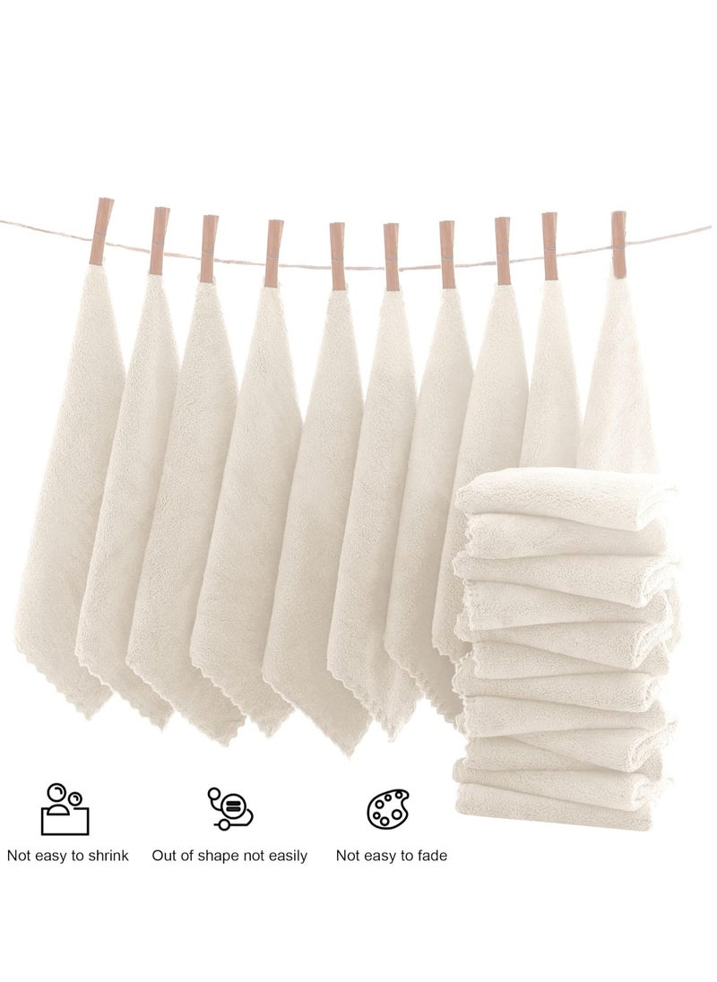 MOONQUEEN MOONQUEEN Ultra Soft Premium Washcloths Set - 12 x 12 inches - 24 Pack - Quick Drying - Highly Absorbent Coral Velvet Bathroom Wash Clothes - Use as Bath, Spa, Facial, Fingertip Towel (Cream)  - Image 3