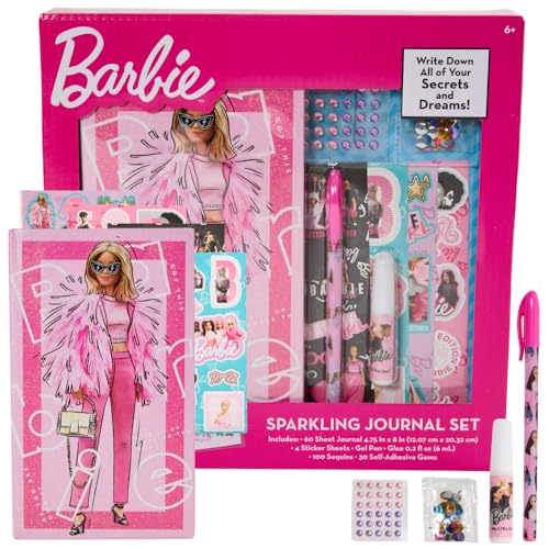 Innovative Designs Barbie Sparkle Journal Set for Kids Journal Kit with Stickers and Gems - Image 1