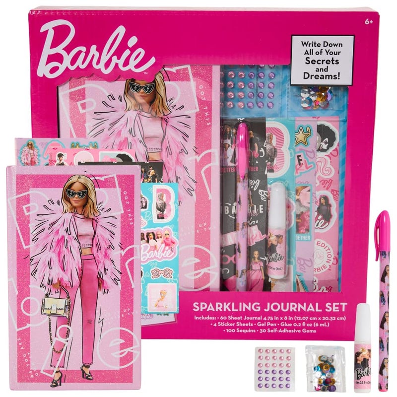 Innovative Designs Barbie Sparkle Journal Set for Kids Journal Kit with Stickers and Gems - Image 3