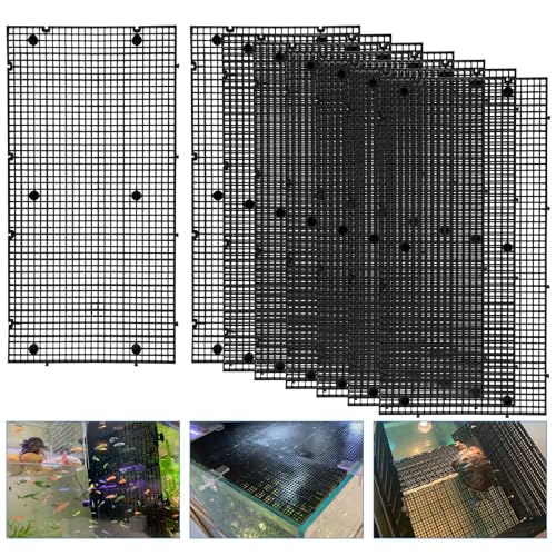 Weramics Plastic Egg Crate Grip Panel Fish Tank Divider Aquarium Divider Filter Bottom Fish Tank Isolation Board Egg Crate Tray (Black, 8pcs 11.8X5.9 Inch with 0.15 Inch Hole) - Image 1