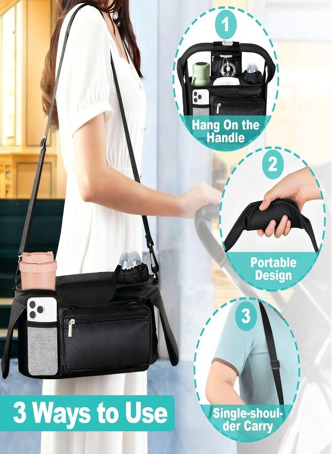 eutopic Universal Stroller Organizer with Insulated Cup Holder Detachable Phone Bag & Shoulder Strap, Bag Caddy Fits for Stroller like Uppababy, Baby Jogger, Britax, BOB, Umbrella & Pet Stroller - Image 4