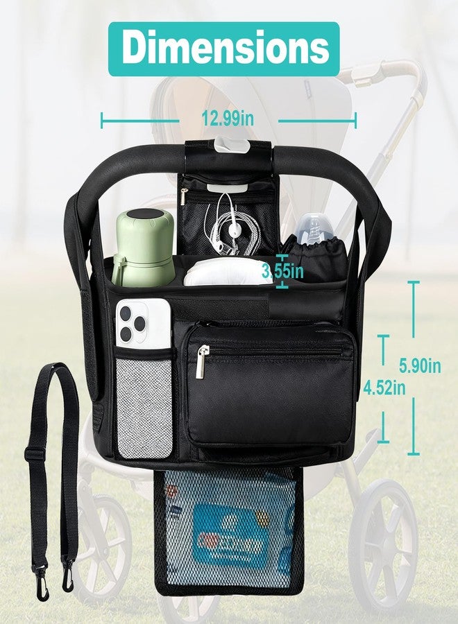eutopic Universal Stroller Organizer with Insulated Cup Holder Detachable Phone Bag & Shoulder Strap, Bag Caddy Fits for Stroller like Uppababy, Baby Jogger, Britax, BOB, Umbrella & Pet Stroller - Image 3