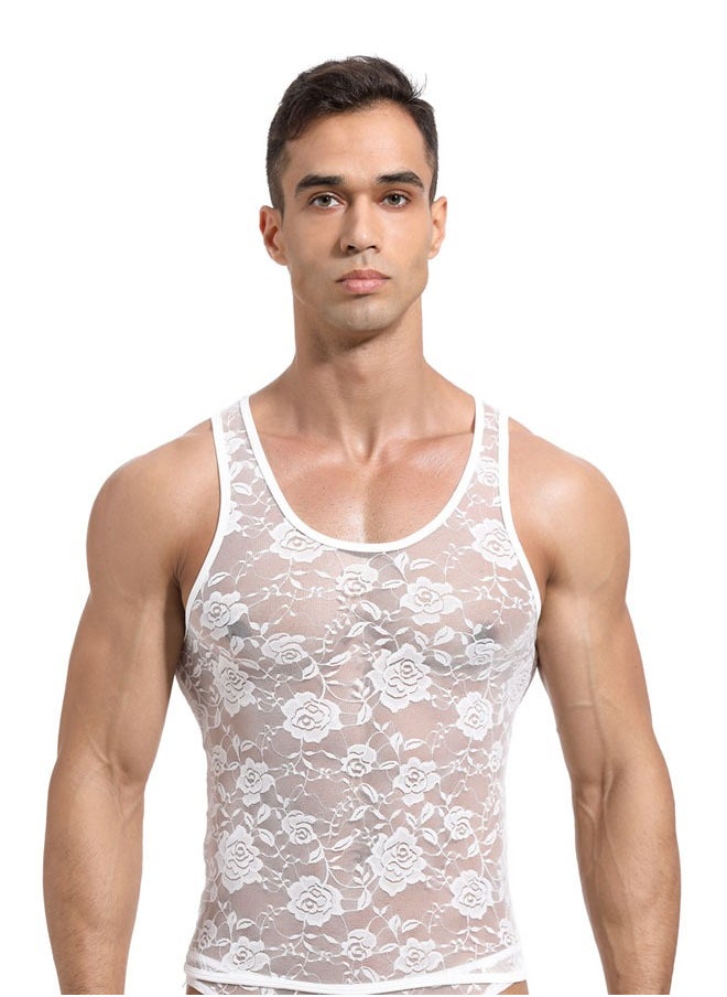 Generic Mens Slimming Body Shaper Vest, Chest Abdomen Compression Tank Top, Belly Hiding Undershirts - Change in Seconds/Lace Sleeveless Vest, Round Neck Men'S Youth Vest（L）  - Image 2